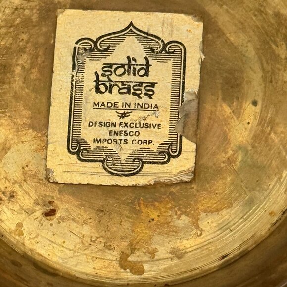 Handcrafted Brass Bowl With Scalloped Edges & Peacock Design In Red/Blue/Gold - Picture 7 of 7